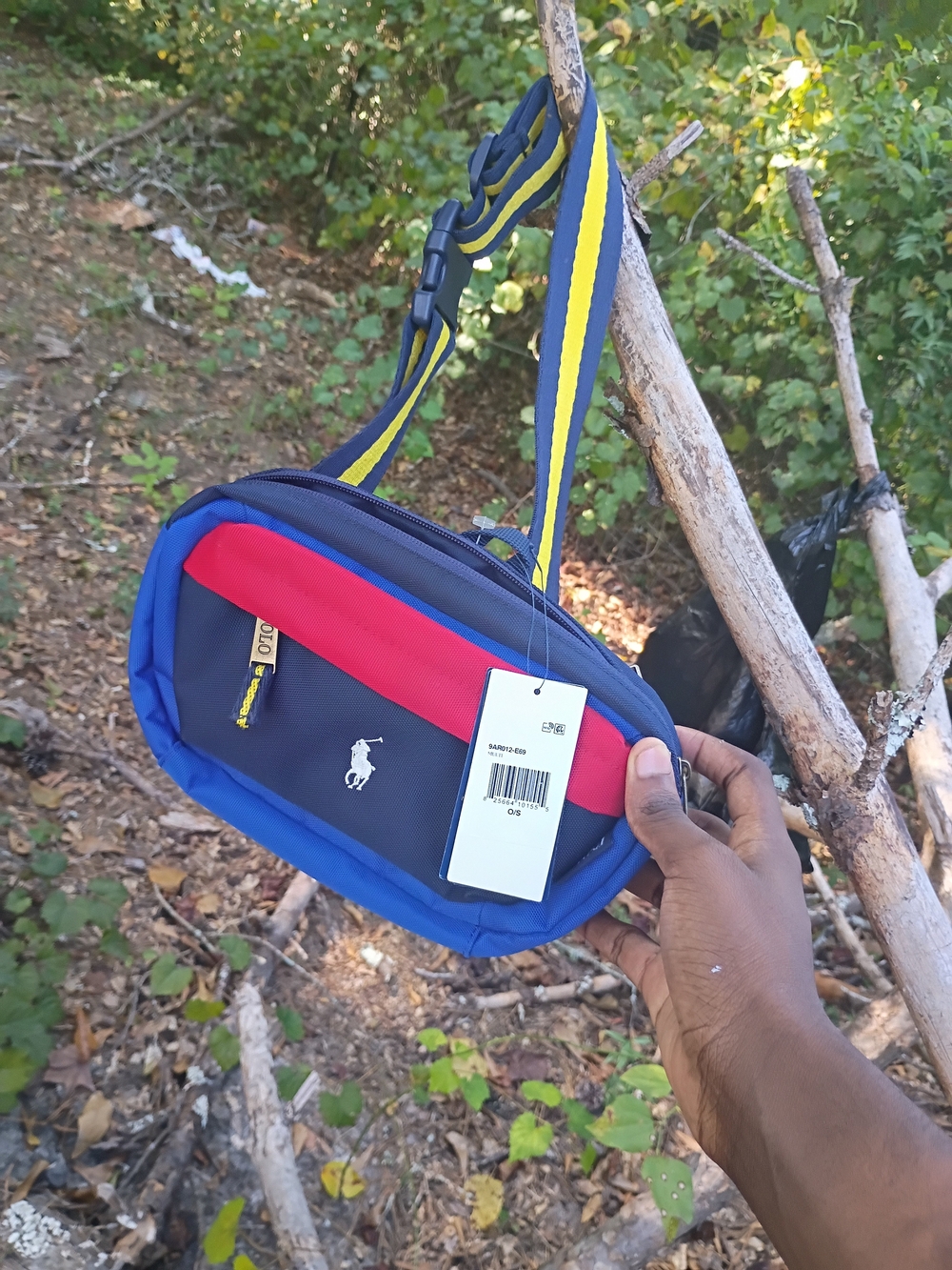 Polo by Ralph Lauren Navy Blue & Red Crossbody Belt Bag
